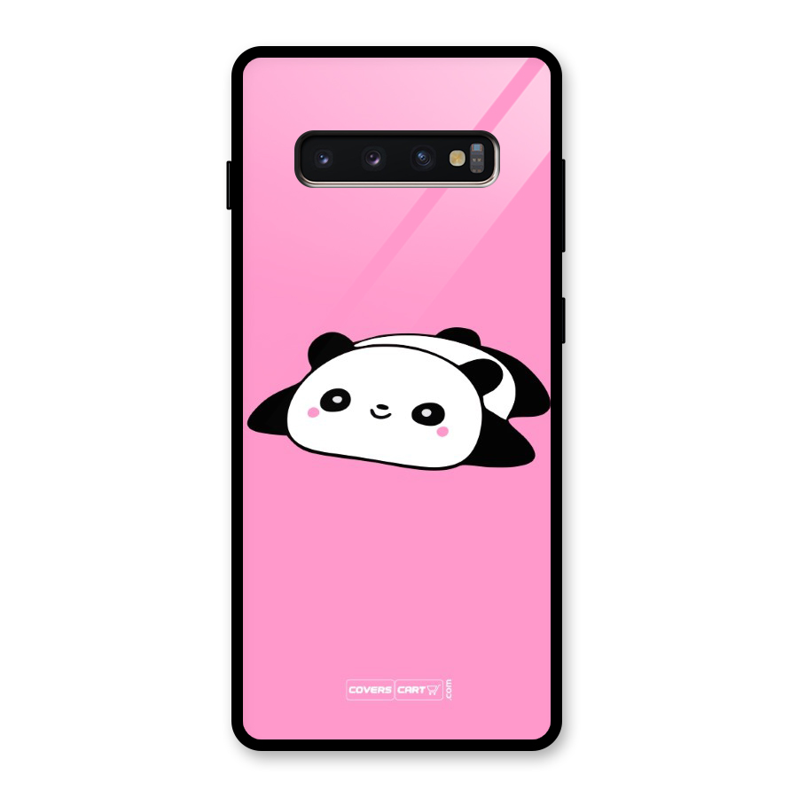 Cute Lazy Panda Glass Back Case for Galaxy S10 Plus
