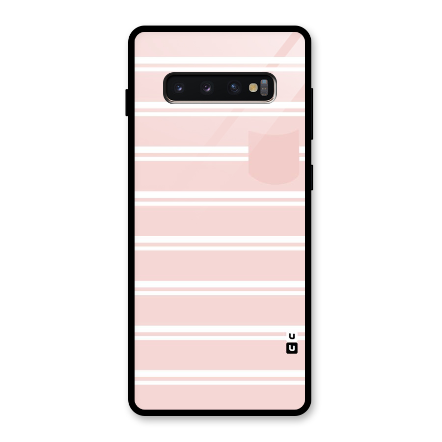 Cute Pocket Striped Glass Back Case for Galaxy S10 Plus