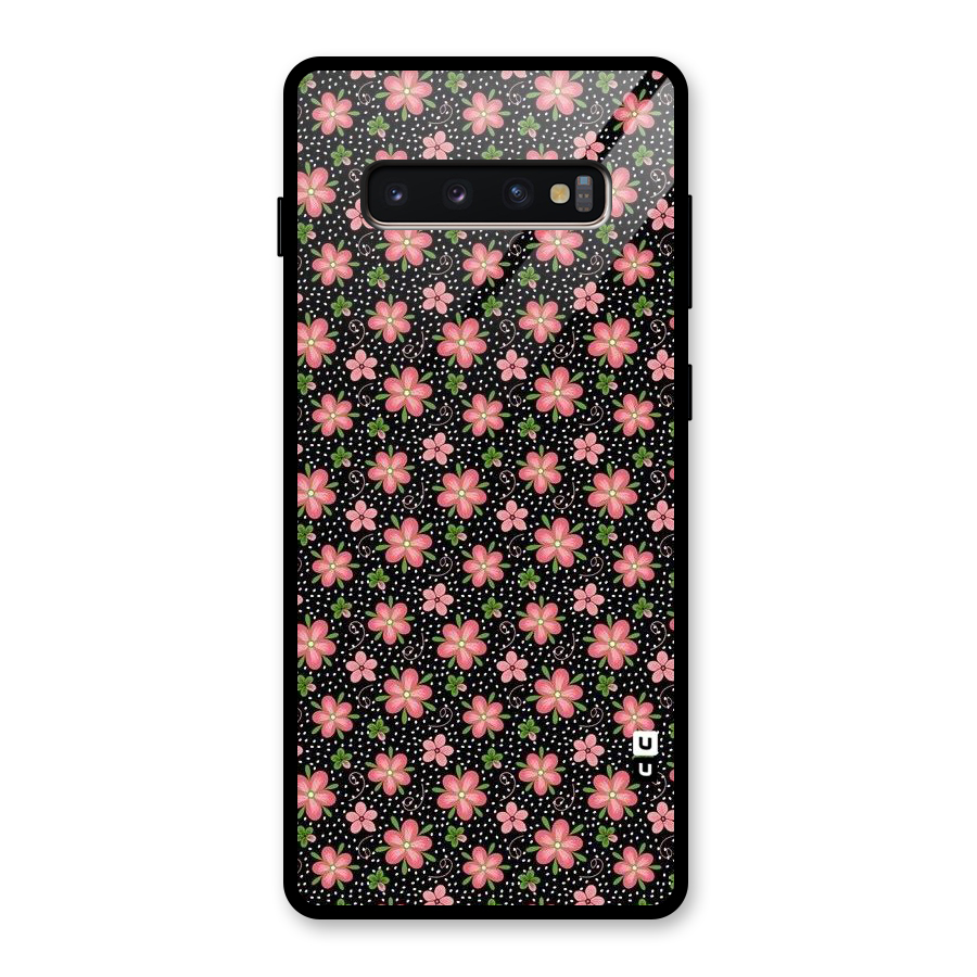 Cute Tiny Flowers Glass Back Case for Galaxy S10 Plus