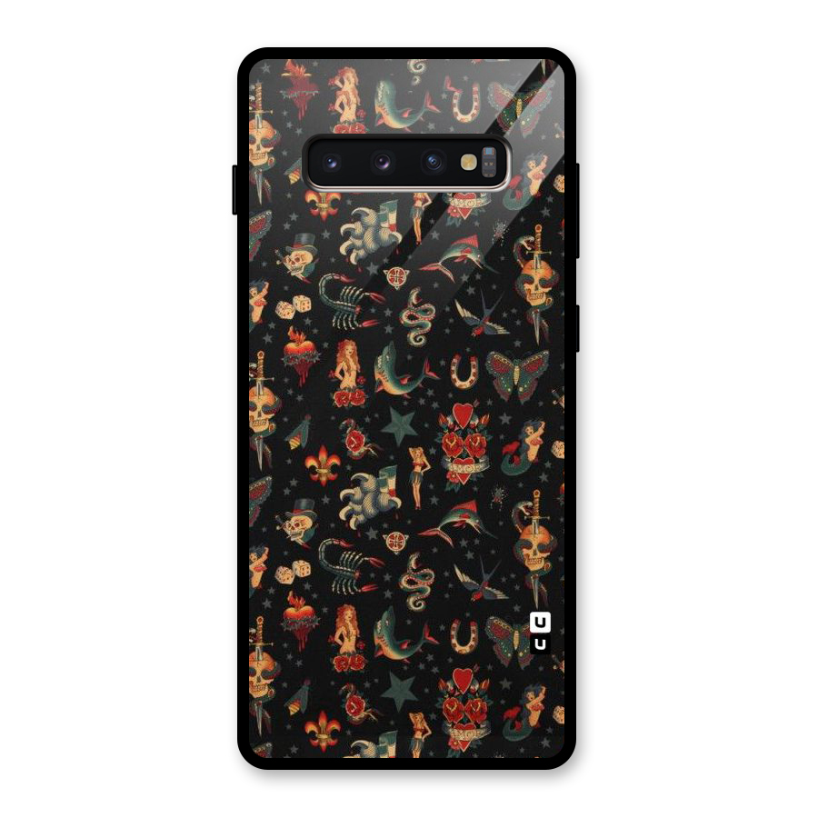 Dark Pattern Glass Back Case for Galaxy S10 Plus