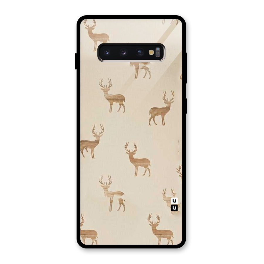 Deer Pattern Glass Back Case for Galaxy S10 Plus