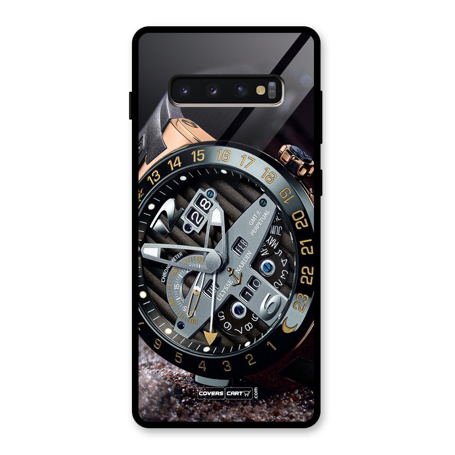 Designer Stylish Watch Glass Back Case for Galaxy S10 Plus