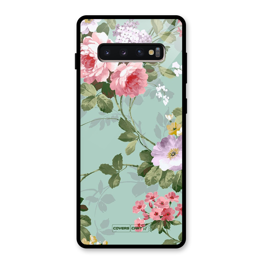 Desinger Floral Glass Back Case for Galaxy S10 Plus