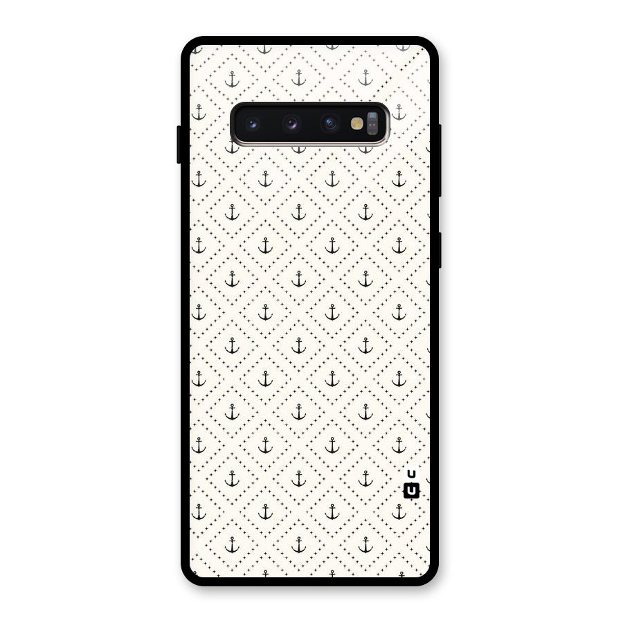 Diamond Anchor Design Glass Back Case for Galaxy S10 Plus