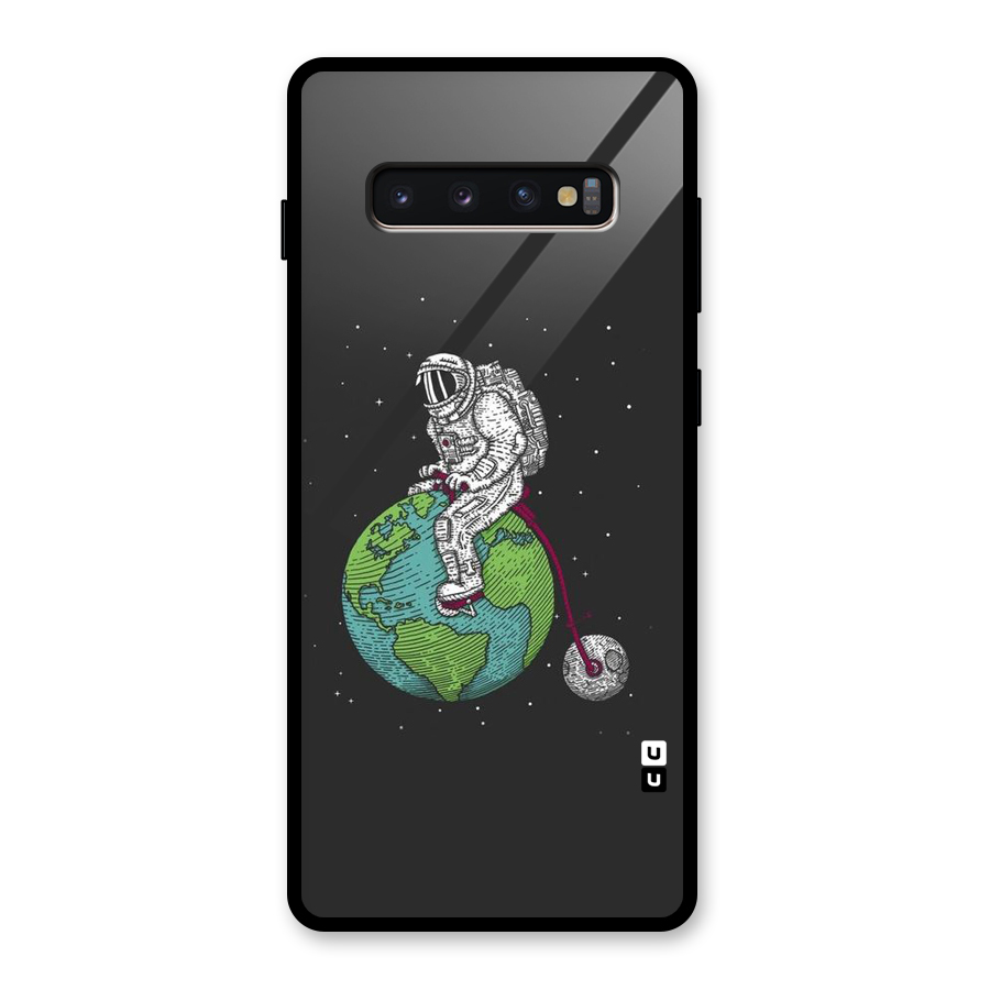 Earth Space Doodle Glass Back Case for Galaxy S10 Plus