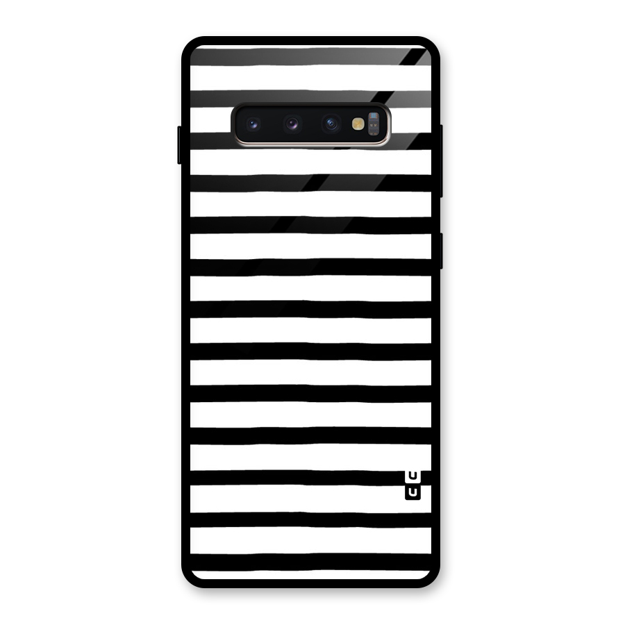 Elegant Basic Stripes Glass Back Case for Galaxy S10 Plus
