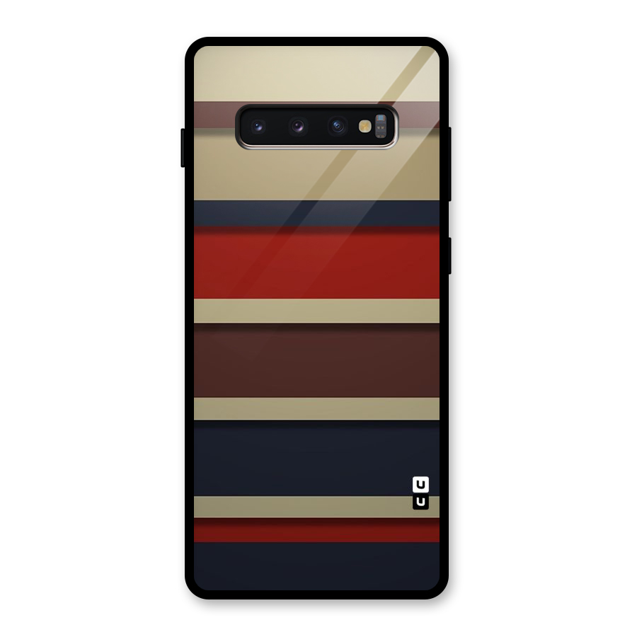 Elegant Stripes Pattern Glass Back Case for Galaxy S10 Plus