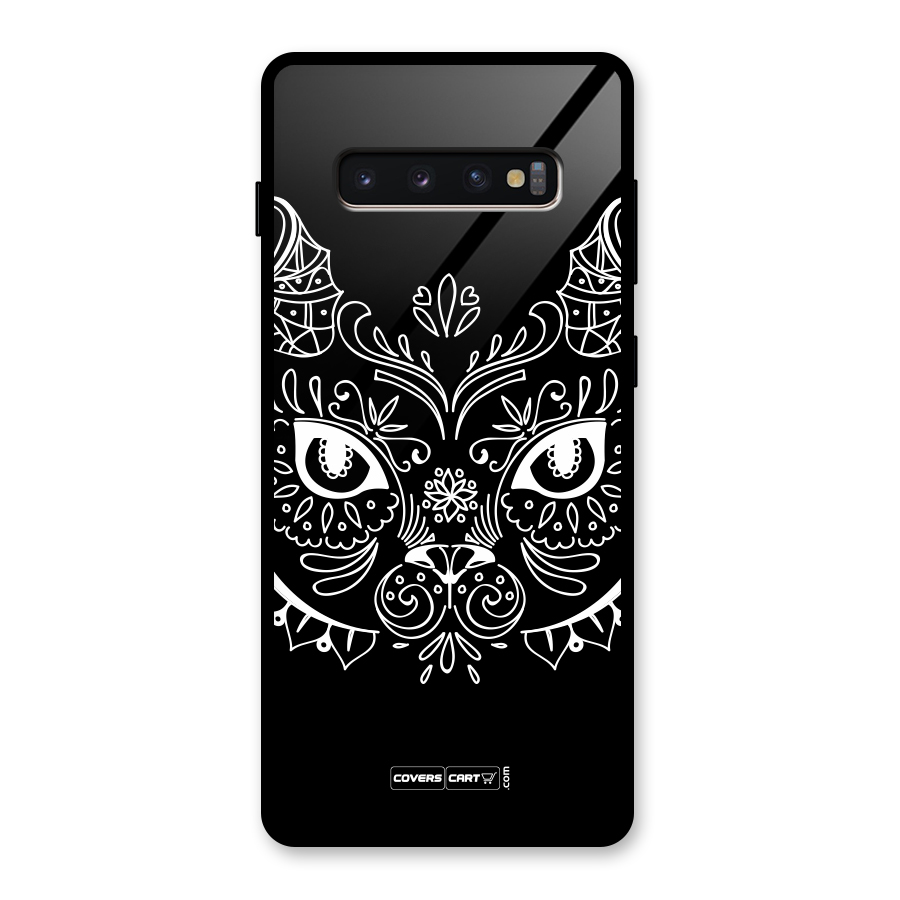 Ethnic Cat Design Glass Back Case for Galaxy S10 Plus