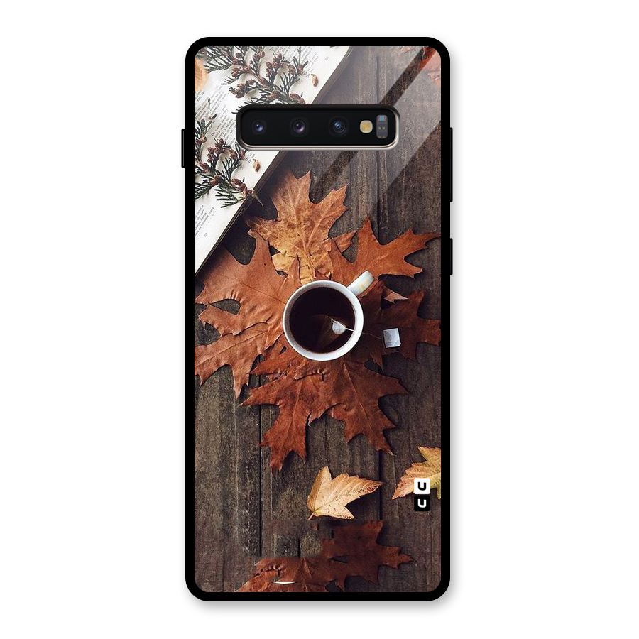 Fall Leaf Coffee Glass Back Case for Galaxy S10 Plus