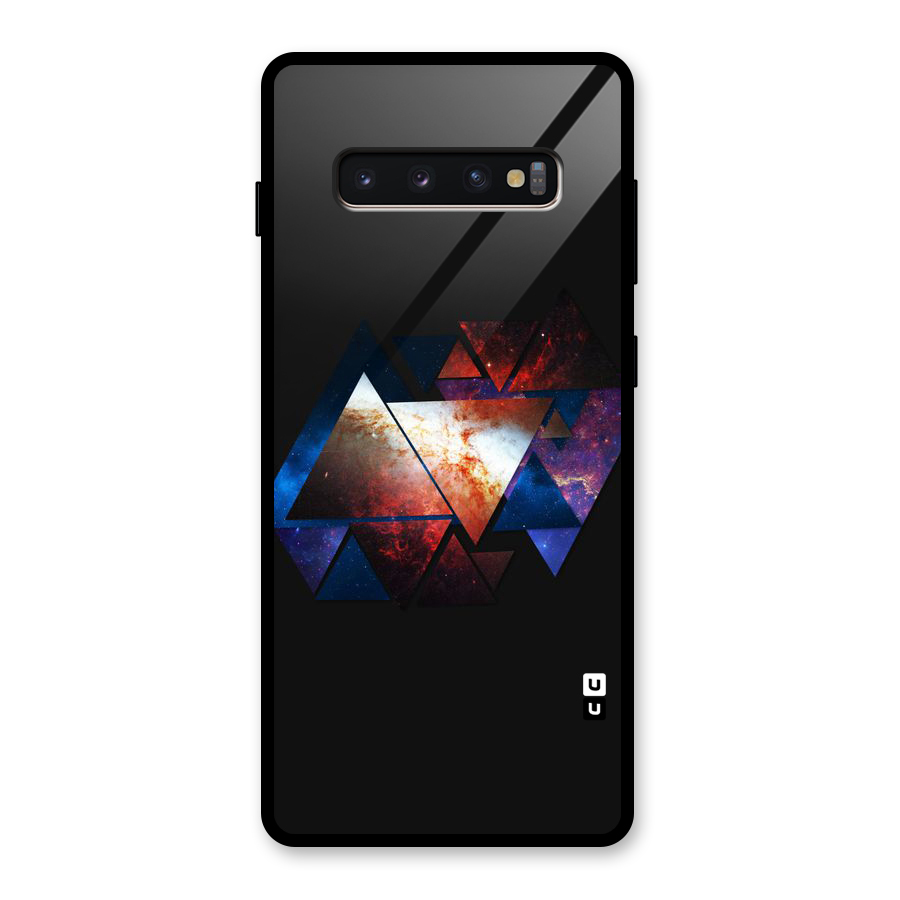 Fire Galaxy Triangles Glass Back Case for Galaxy S10 Plus