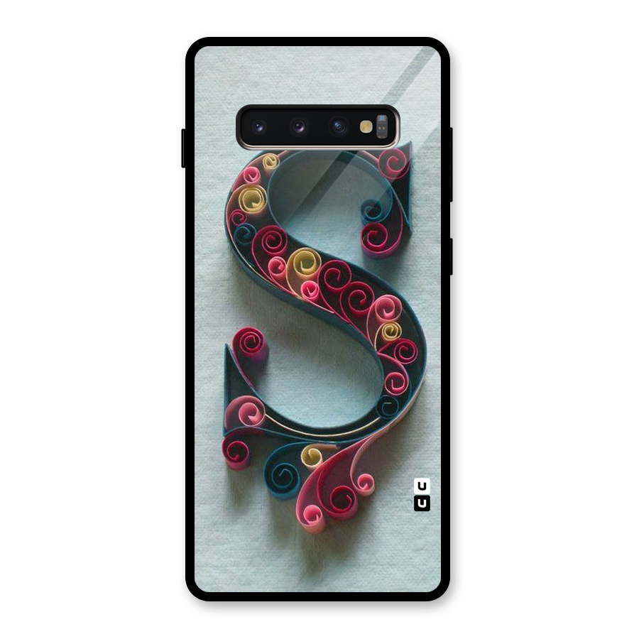 Floral Alphabet Glass Back Case for Galaxy S10 Plus