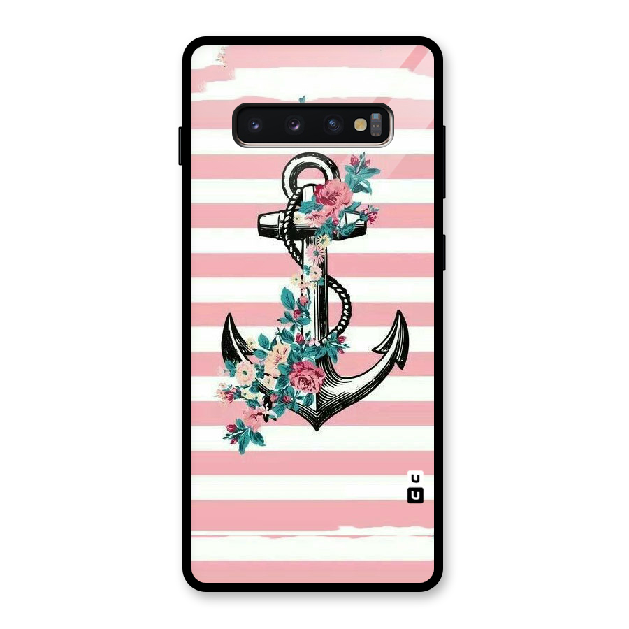 Floral Anchor Glass Back Case for Galaxy S10 Plus