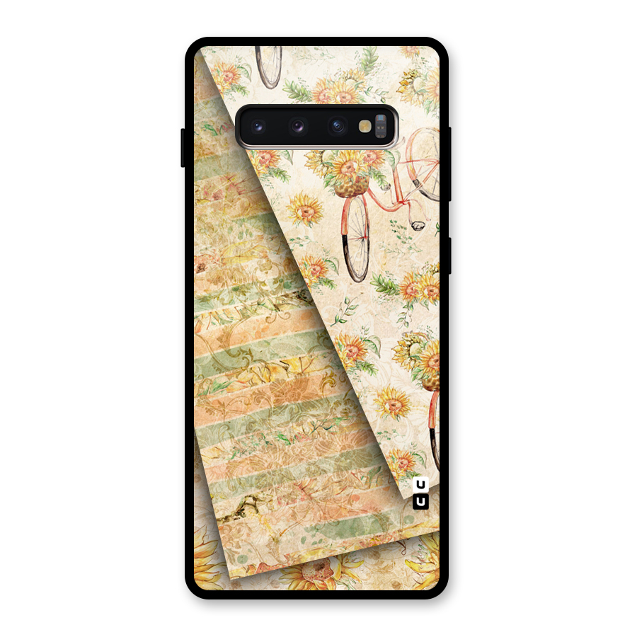 Floral Bicycle Glass Back Case for Galaxy S10 Plus