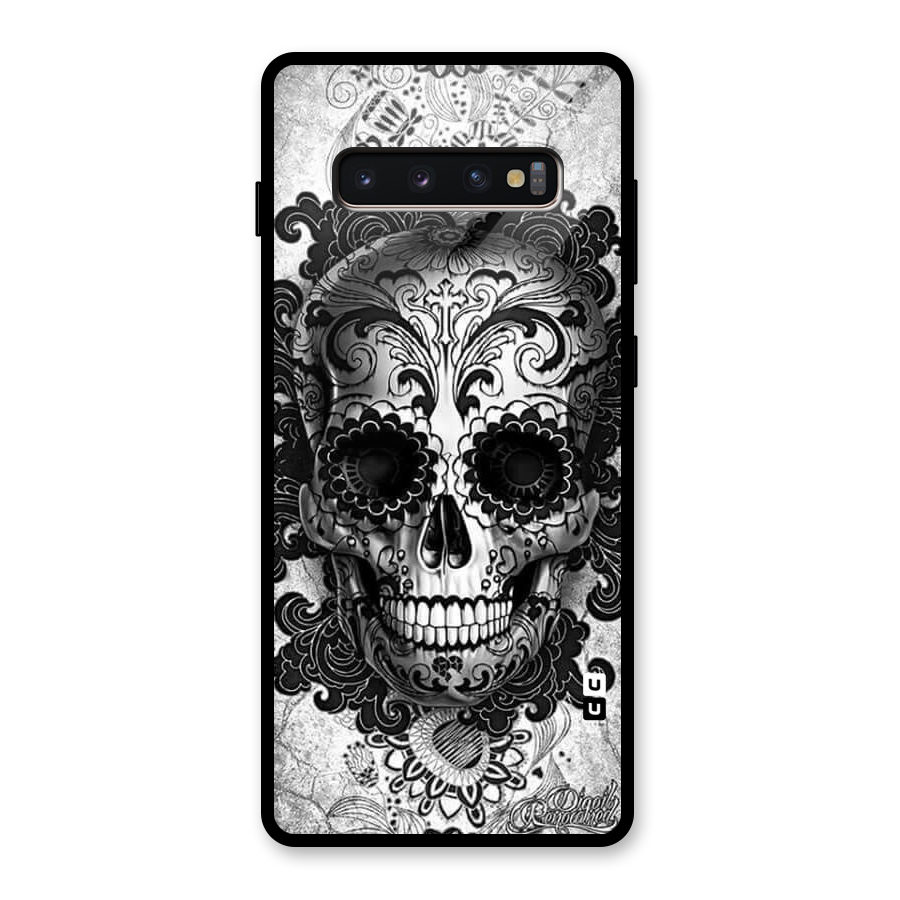 Floral Ghost Glass Back Case for Galaxy S10 Plus