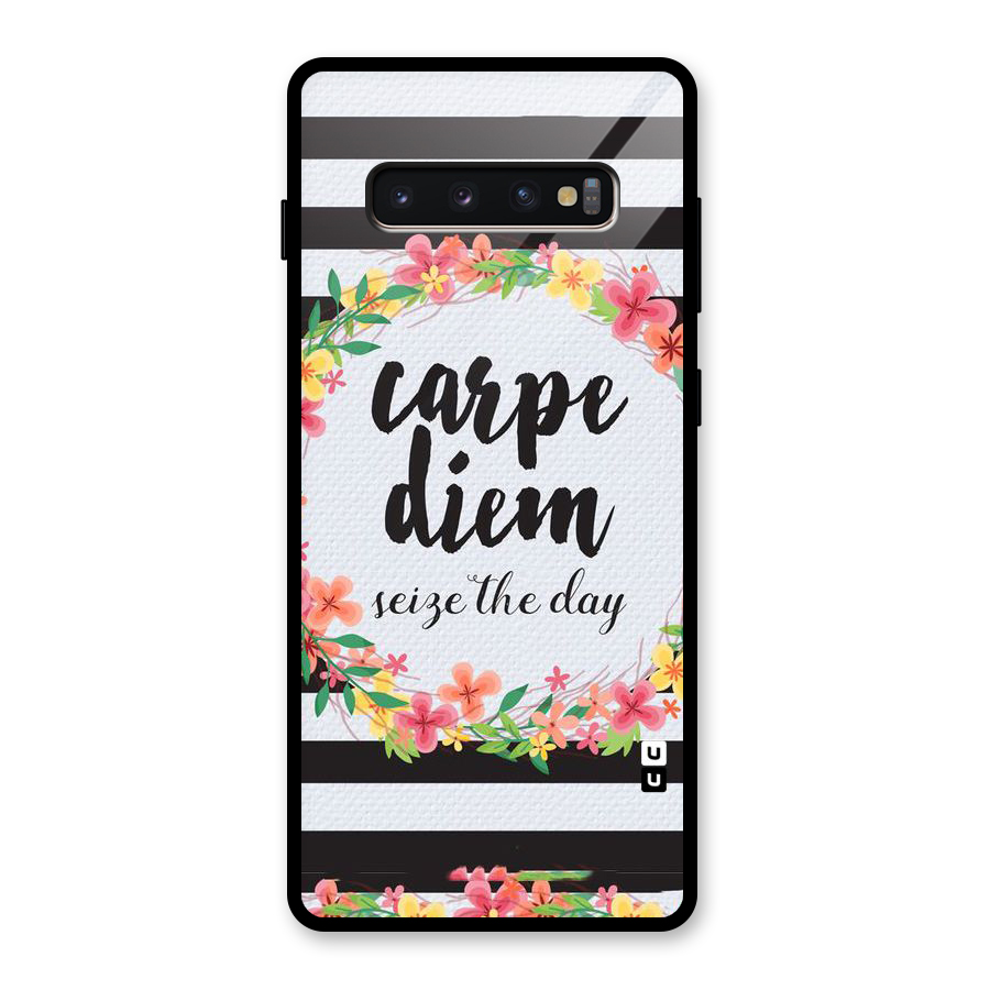 Floral Seize The Day Glass Back Case for Galaxy S10 Plus