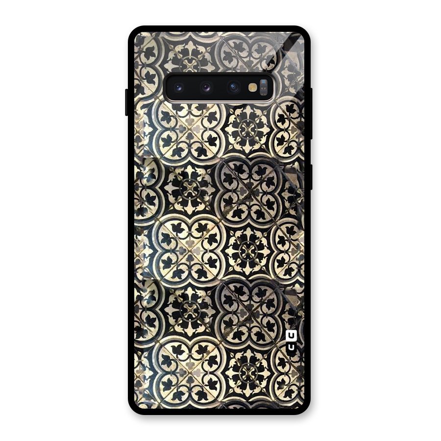Floral Tile Glass Back Case for Galaxy S10 Plus