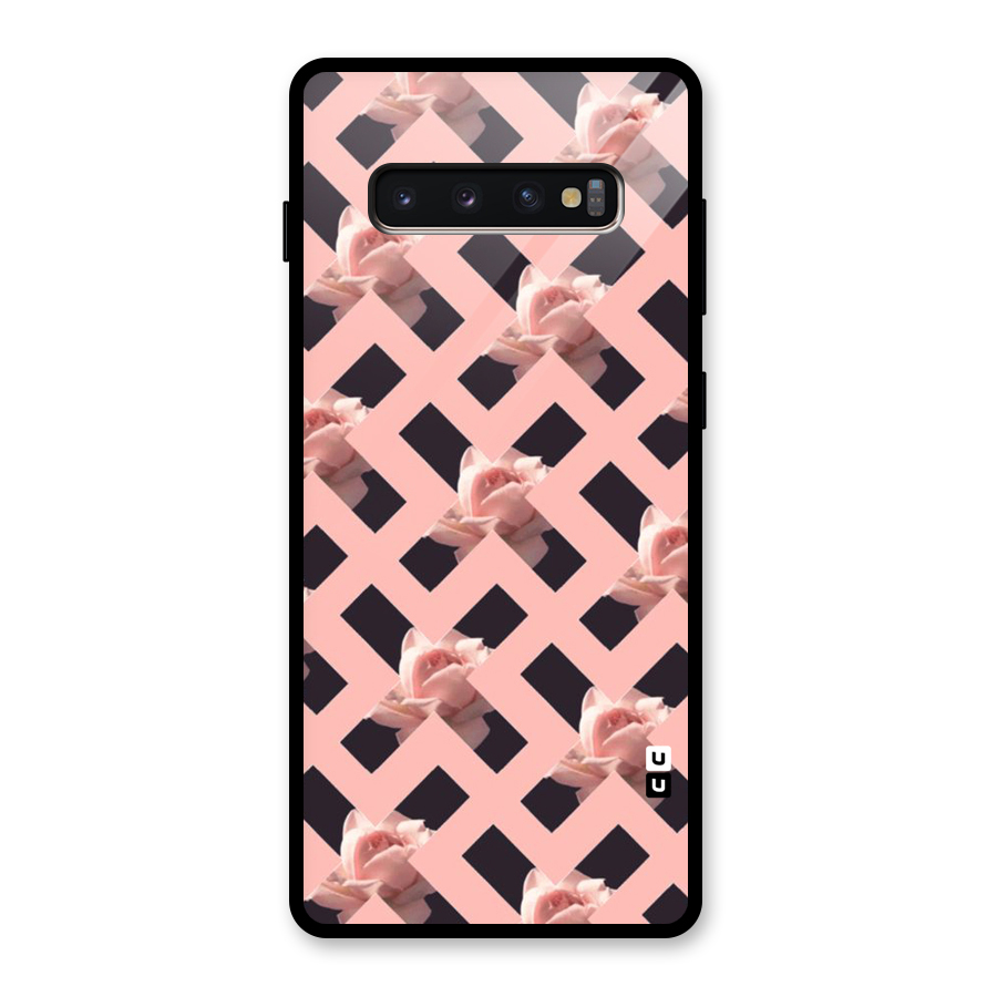 Floral X Design Glass Back Case for Galaxy S10 Plus