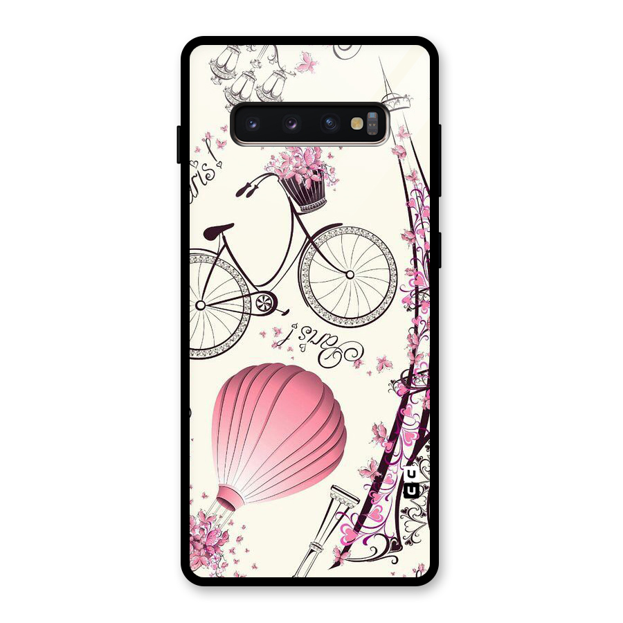 Flower Clipart Glass Back Case for Galaxy S10 Plus