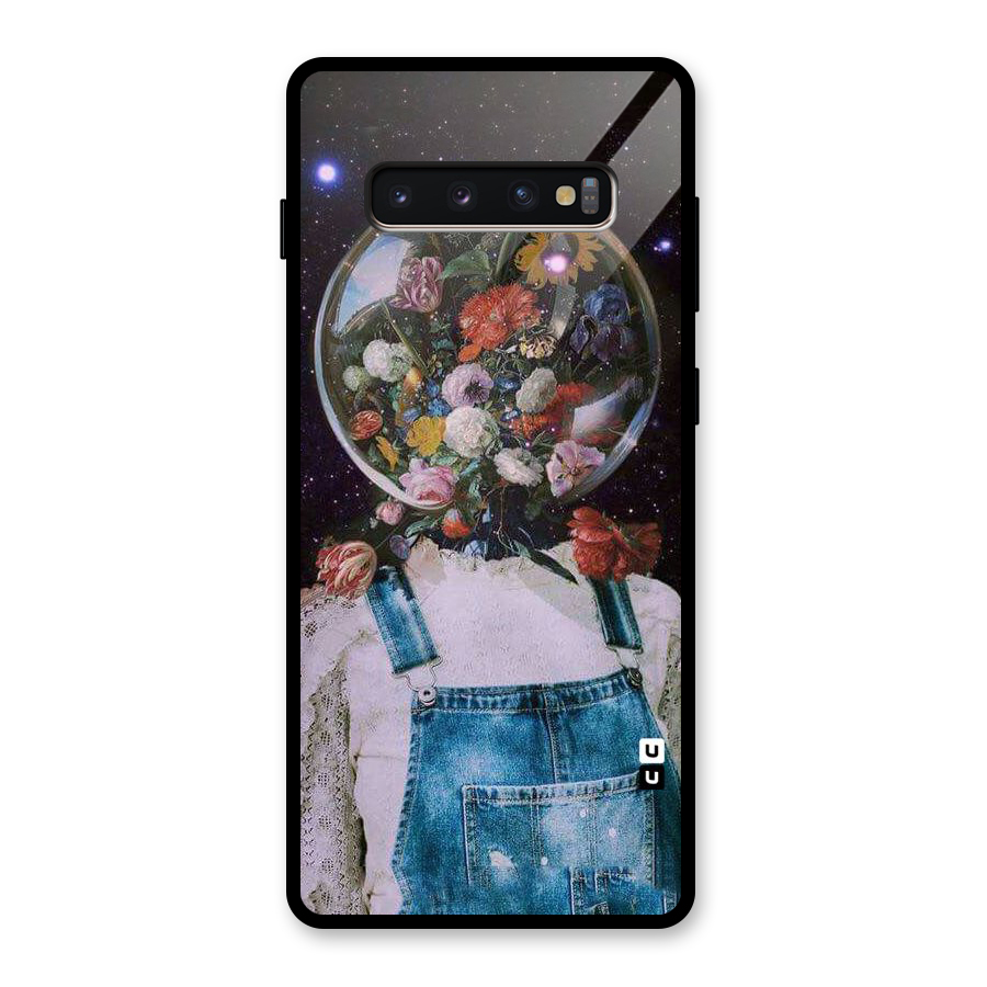 Flower Face Glass Back Case for Galaxy S10 Plus