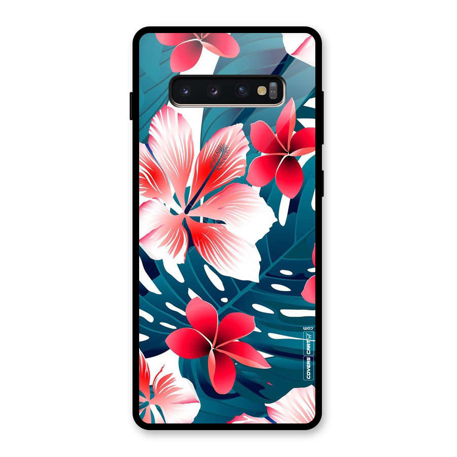 Flower design Glass Back Case for Galaxy S10 Plus