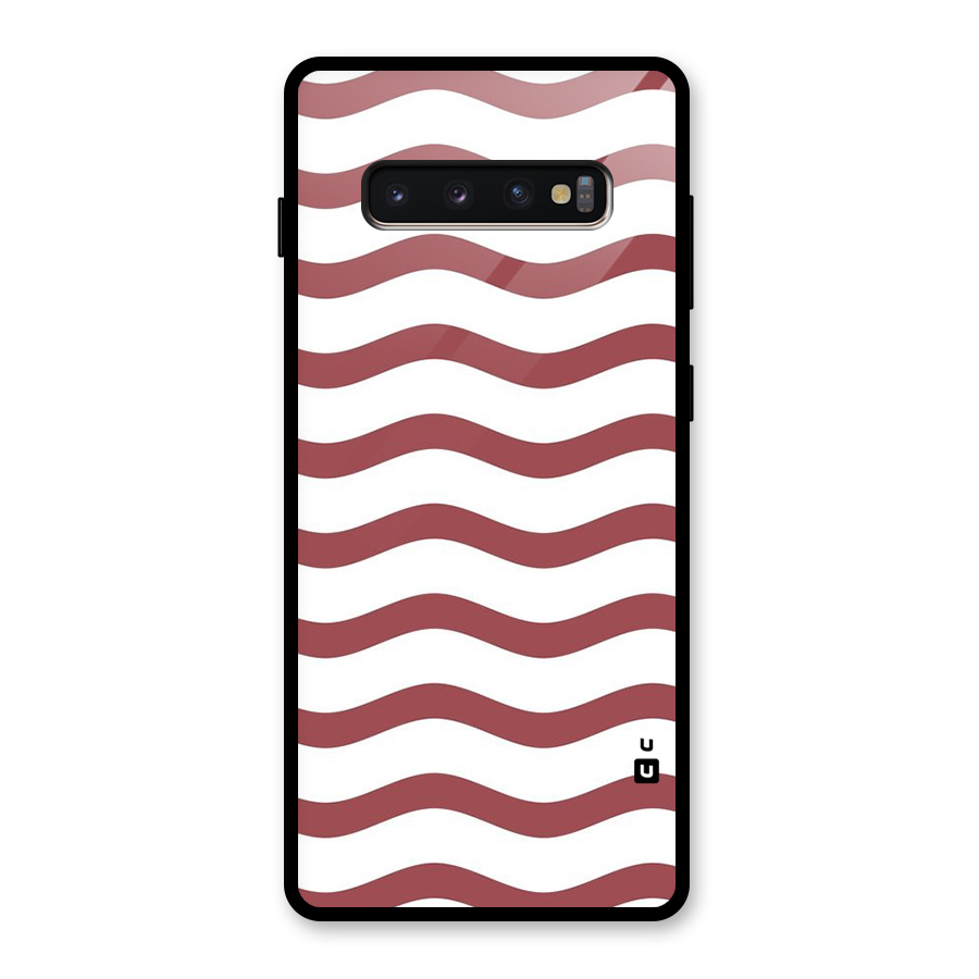 Flowing Stripes Red White Glass Back Case for Galaxy S10 Plus