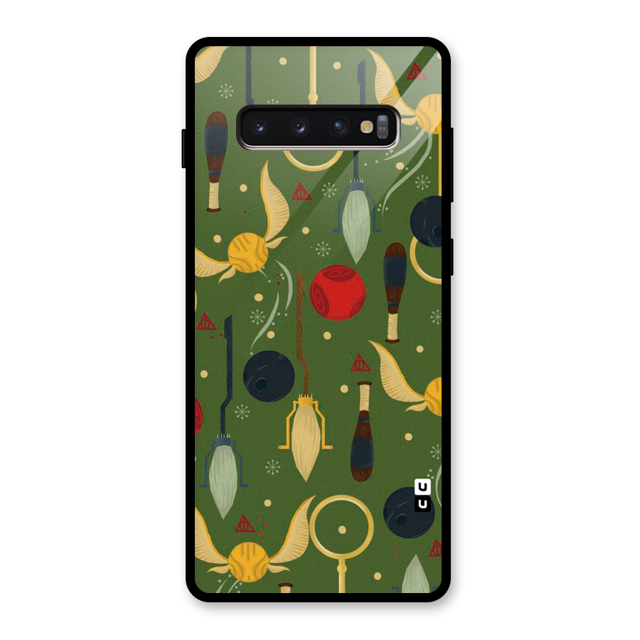 Flying Ball Pattern Glass Back Case for Galaxy S10 Plus