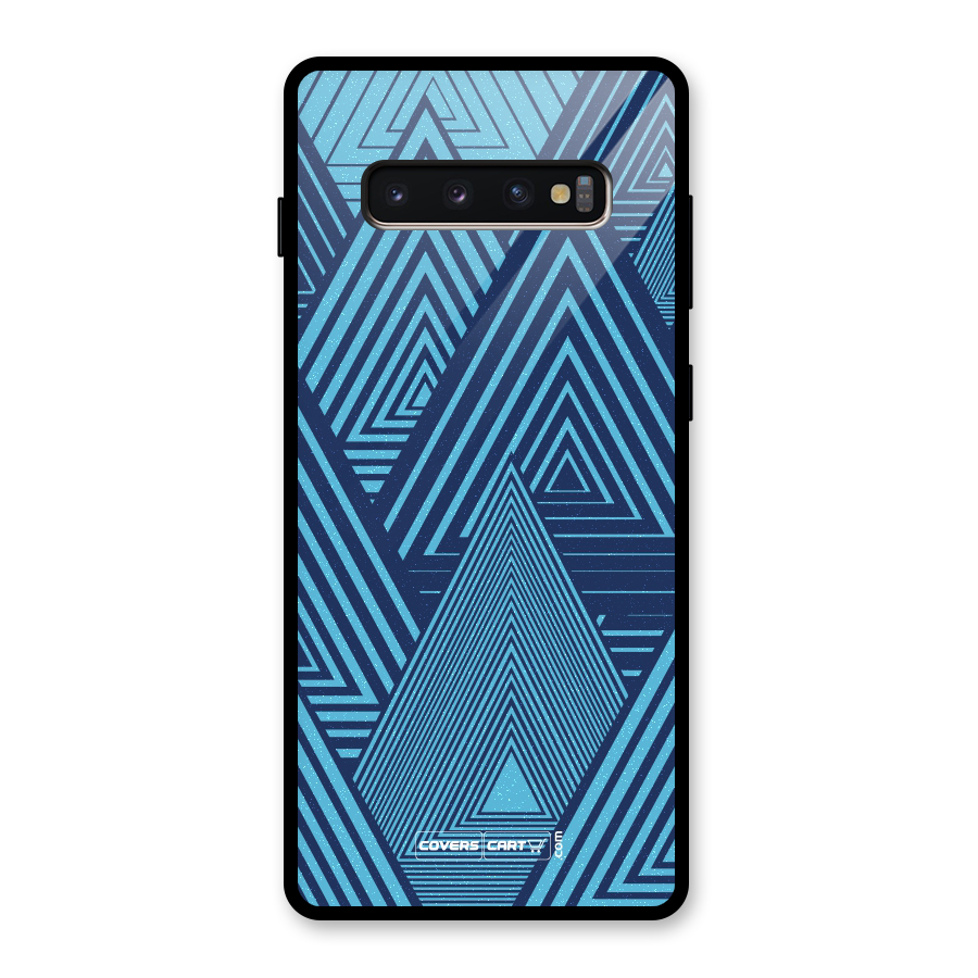 Geometric Blue Print Glass Back Case for Galaxy S10 Plus