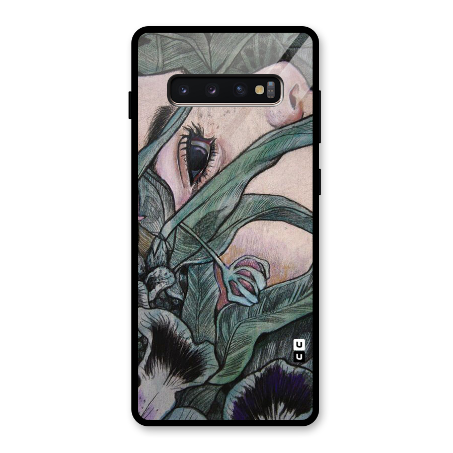 Girl Grass Art Glass Back Case for Galaxy S10 Plus