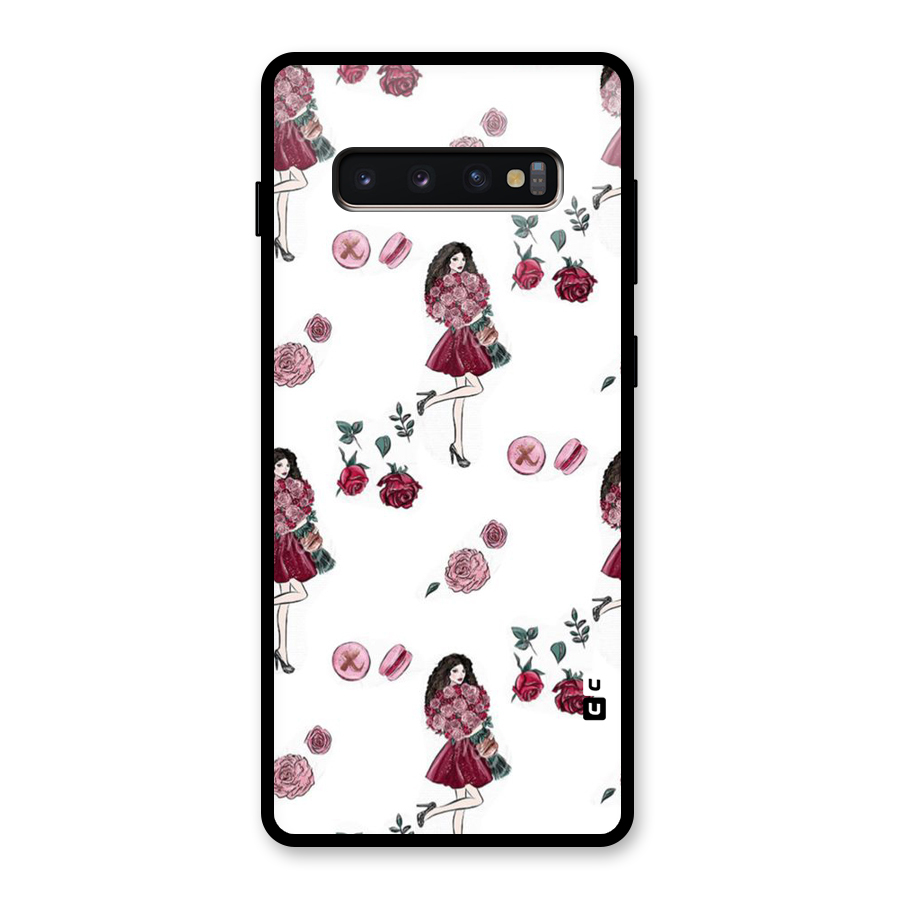 Girl With Flowers Glass Back Case for Galaxy S10 Plus