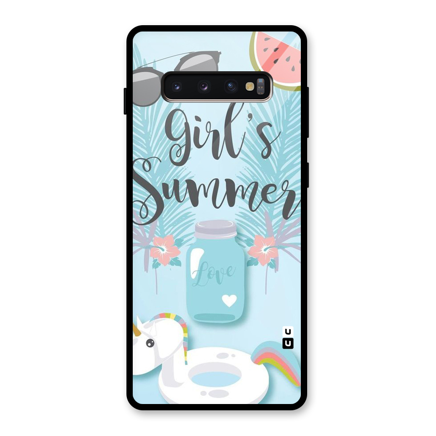 Girls Summer Glass Back Case for Galaxy S10 Plus
