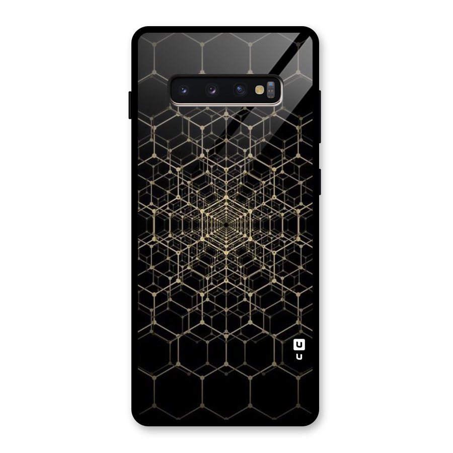 Gold Web Glass Back Case for Galaxy S10 Plus