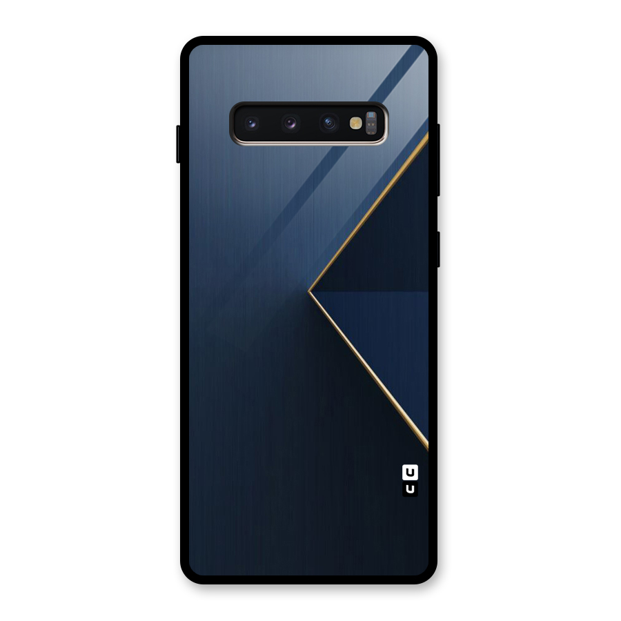 Golden Blue Triangle Glass Back Case for Galaxy S10 Plus