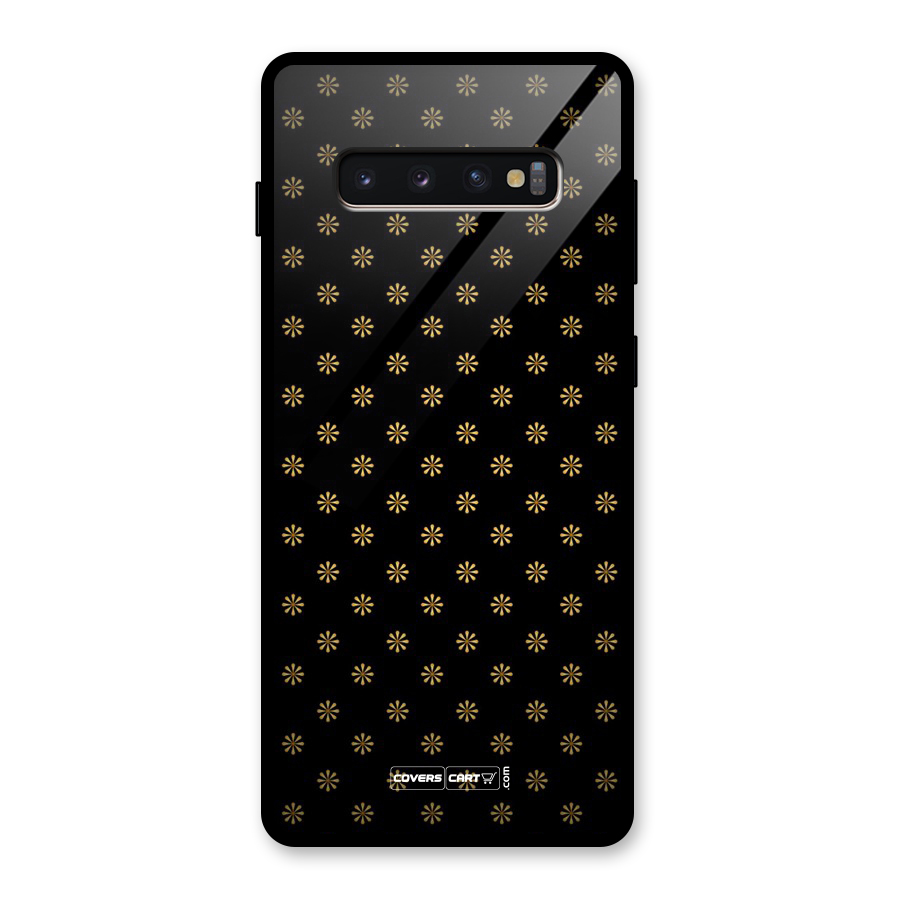 Golden Flowers Glass Back Case for Galaxy S10 Plus