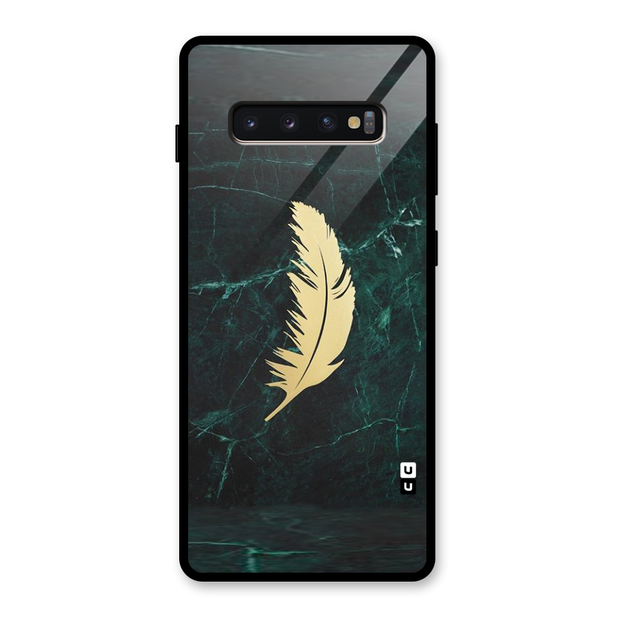 Golden Leaf Glass Back Case for Galaxy S10 Plus