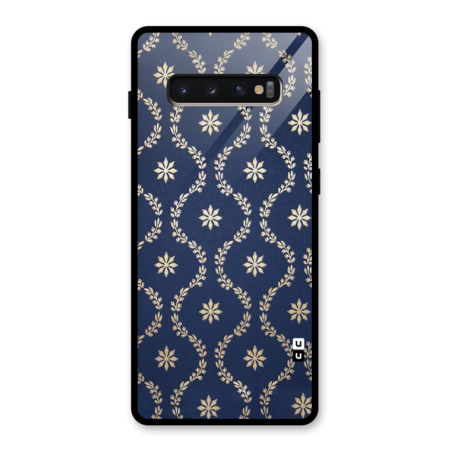 Gorgeous Gold Leaf Pattern Glass Back Case for Galaxy S10 Plus