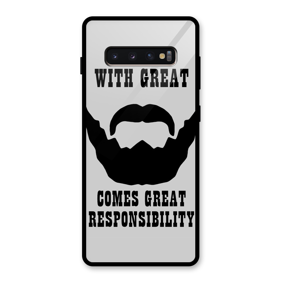 Great Beard Great Responsibility Glass Back Case for Galaxy S10 Plus