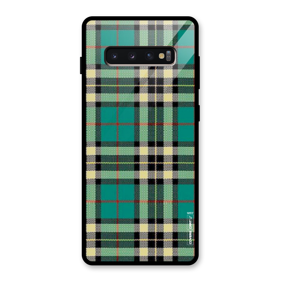 Green Check Glass Back Case for Galaxy S10 Plus