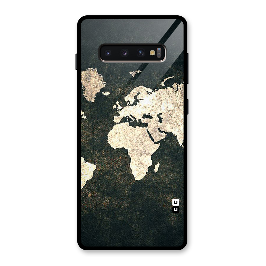 Green Gold Map Design Glass Back Case for Galaxy S10 Plus