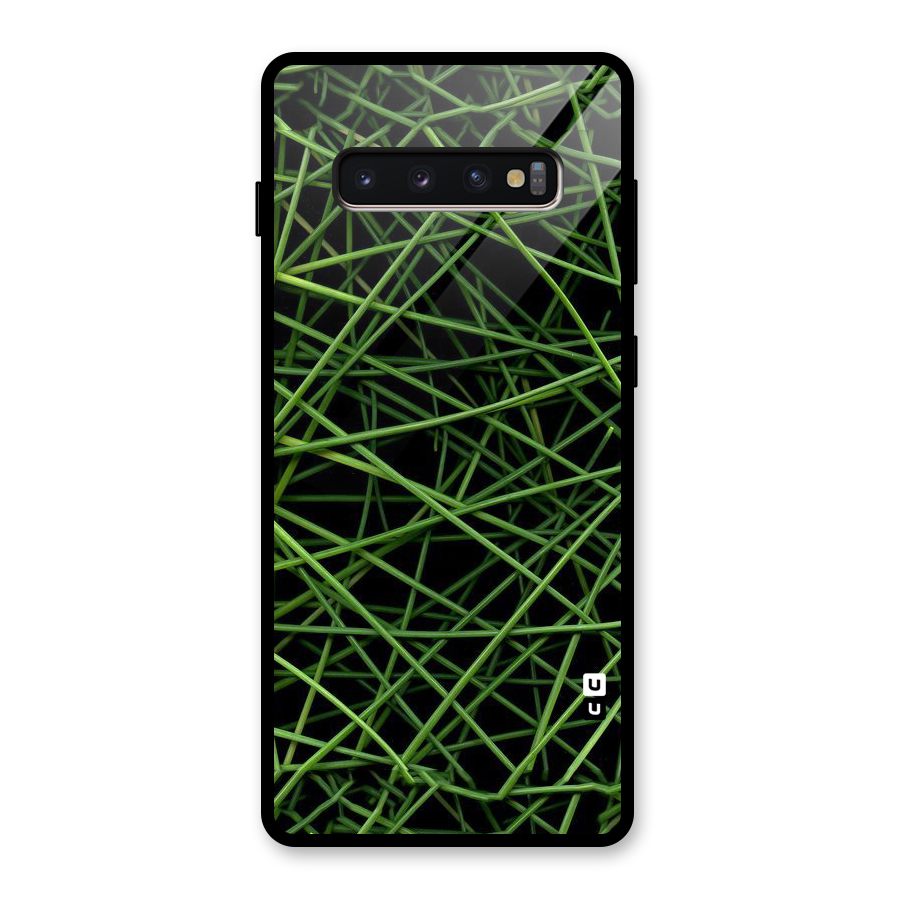 Green Lines Glass Back Case for Galaxy S10 Plus