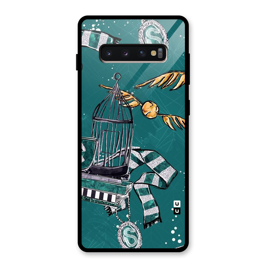 Green Scarf Glass Back Case for Galaxy S10 Plus
