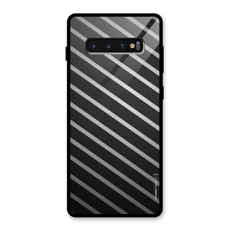 Grey And Black Stripes Glass Back Case for Galaxy S10 Plus