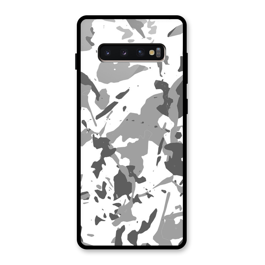 Grey Camouflage Army Glass Back Case for Galaxy S10 Plus
