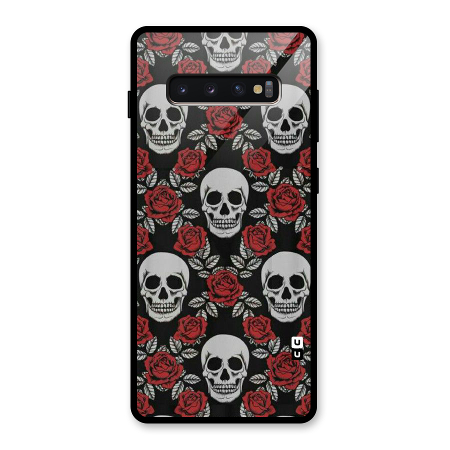 Grey Skulls Glass Back Case for Galaxy S10 Plus