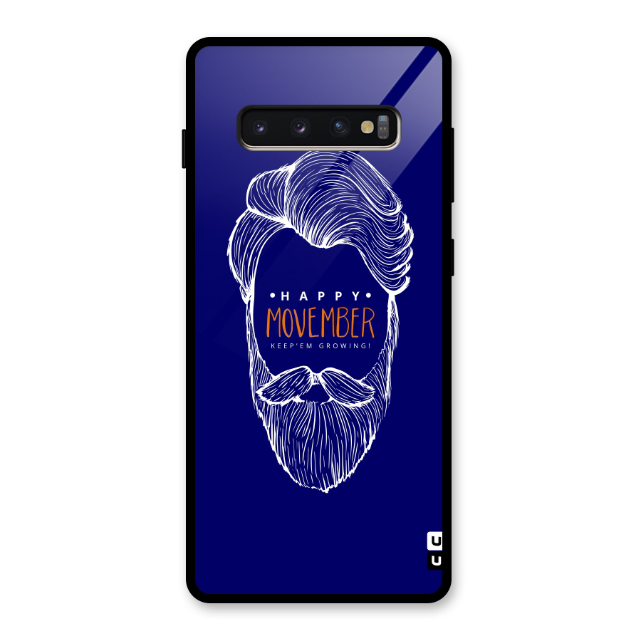 Happy Movember Blue Glass Back Case for Galaxy S10 Plus
