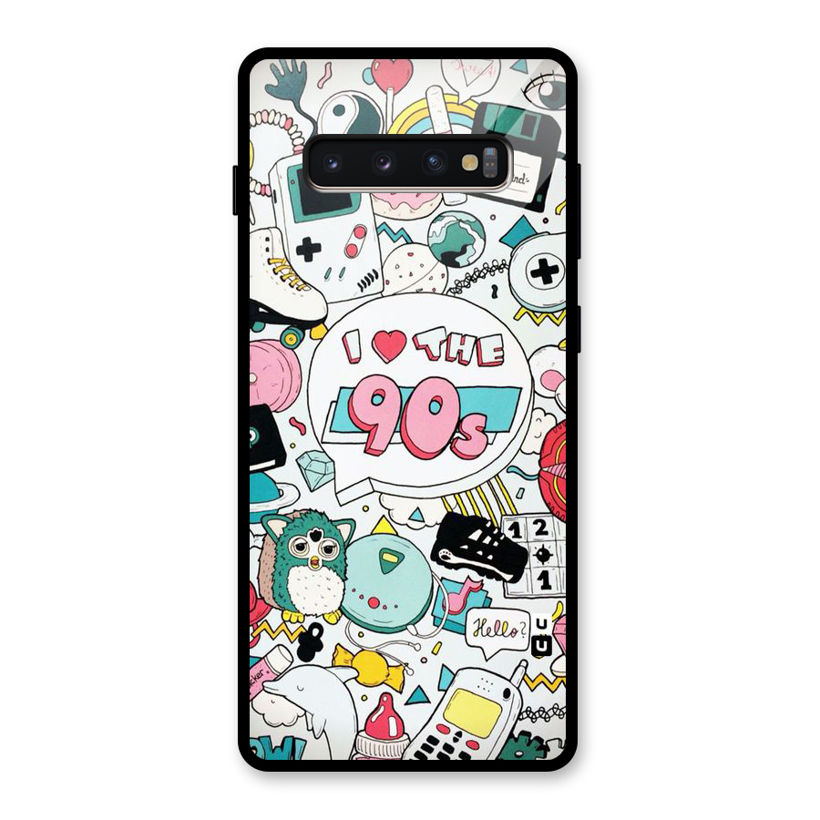 Heart 90s Glass Back Case for Galaxy S10 Plus
