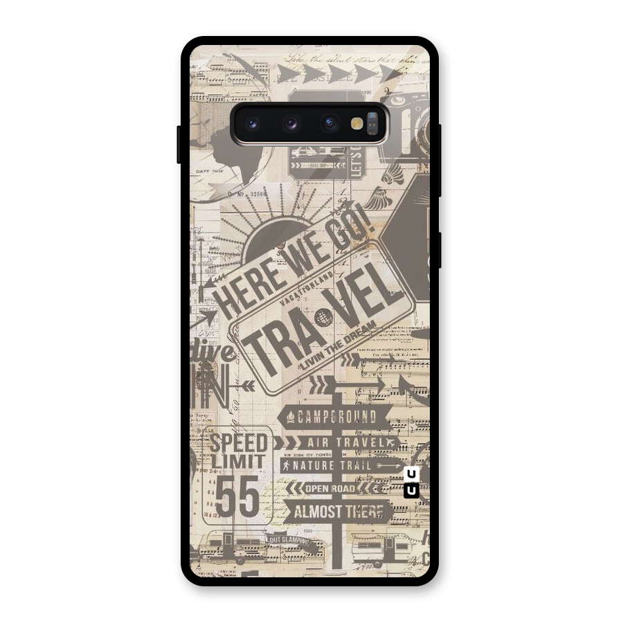Here We Travel Glass Back Case for Galaxy S10 Plus