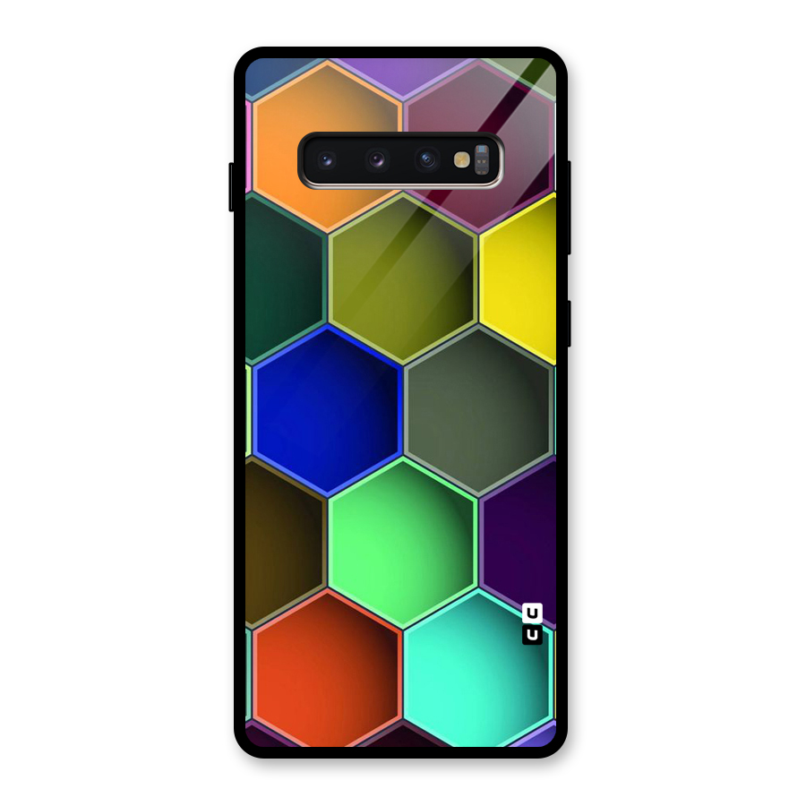 Hexagonal Palette Glass Back Case for Galaxy S10 Plus