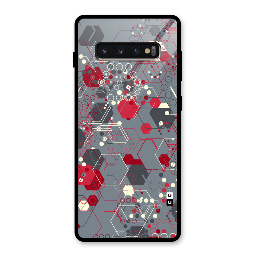 Hexagons Pattern Glass Back Case for Galaxy S10 Plus