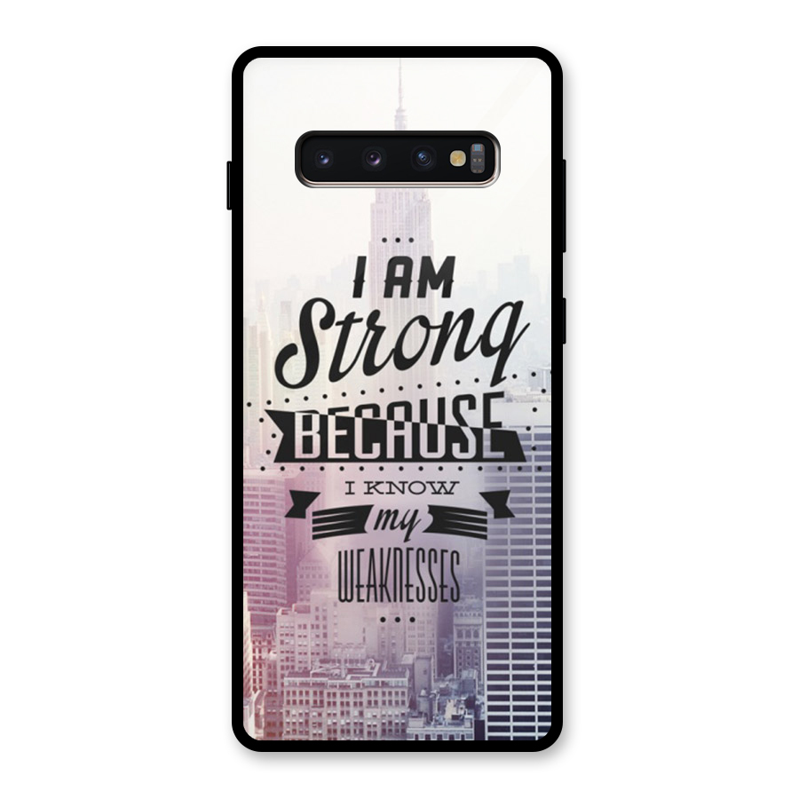 I am Strong Glass Back Case for Galaxy S10 Plus