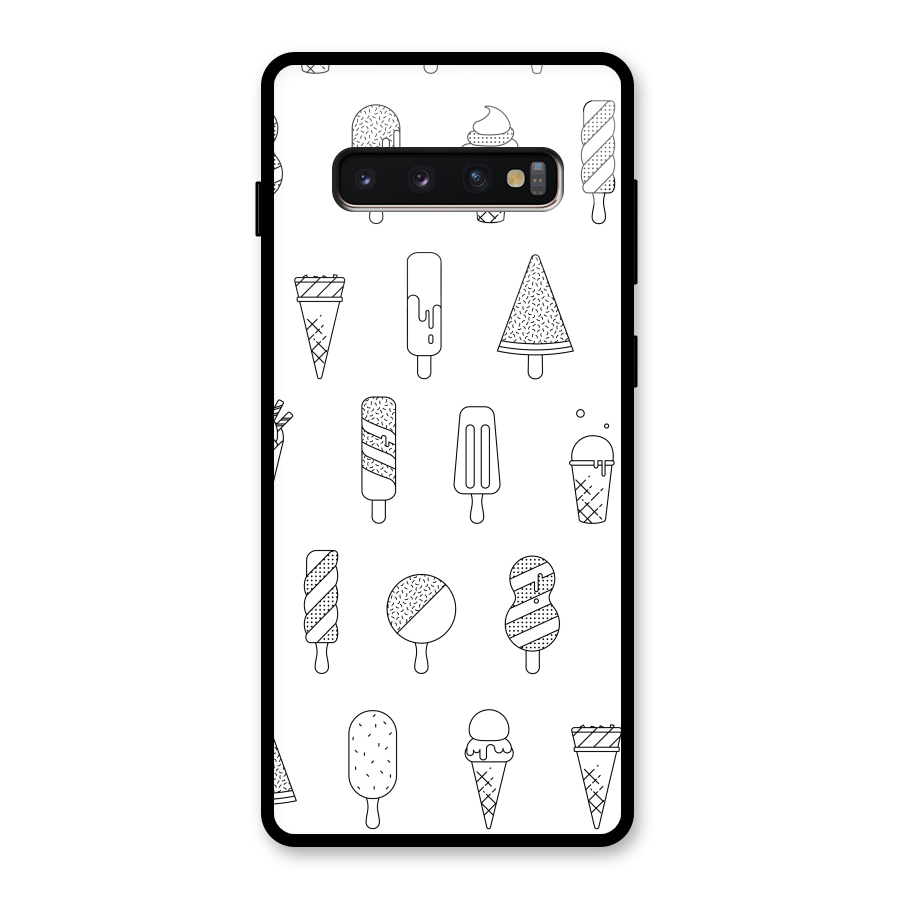 Ice Cream Lines Glass Back Case for Galaxy S10 Plus